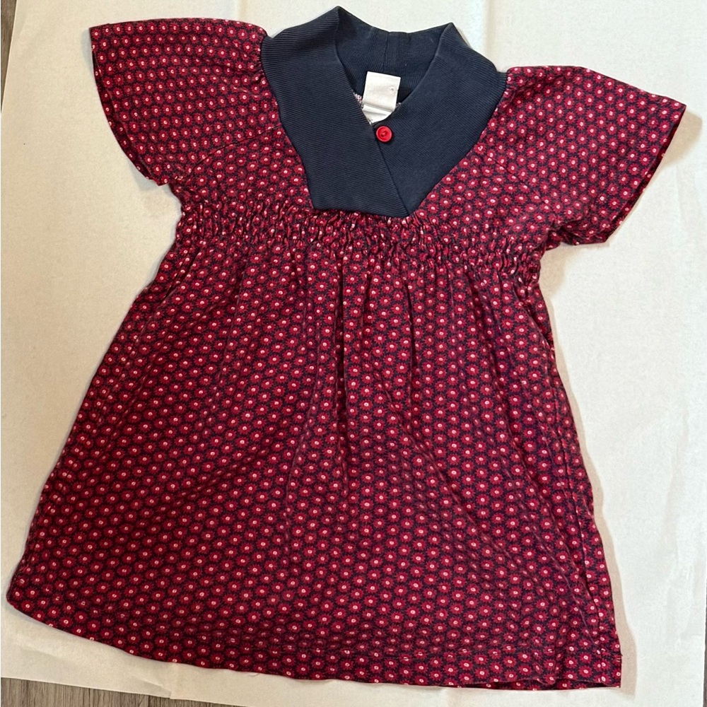 Tea Collection Navy and Red Patterned Kids Dress